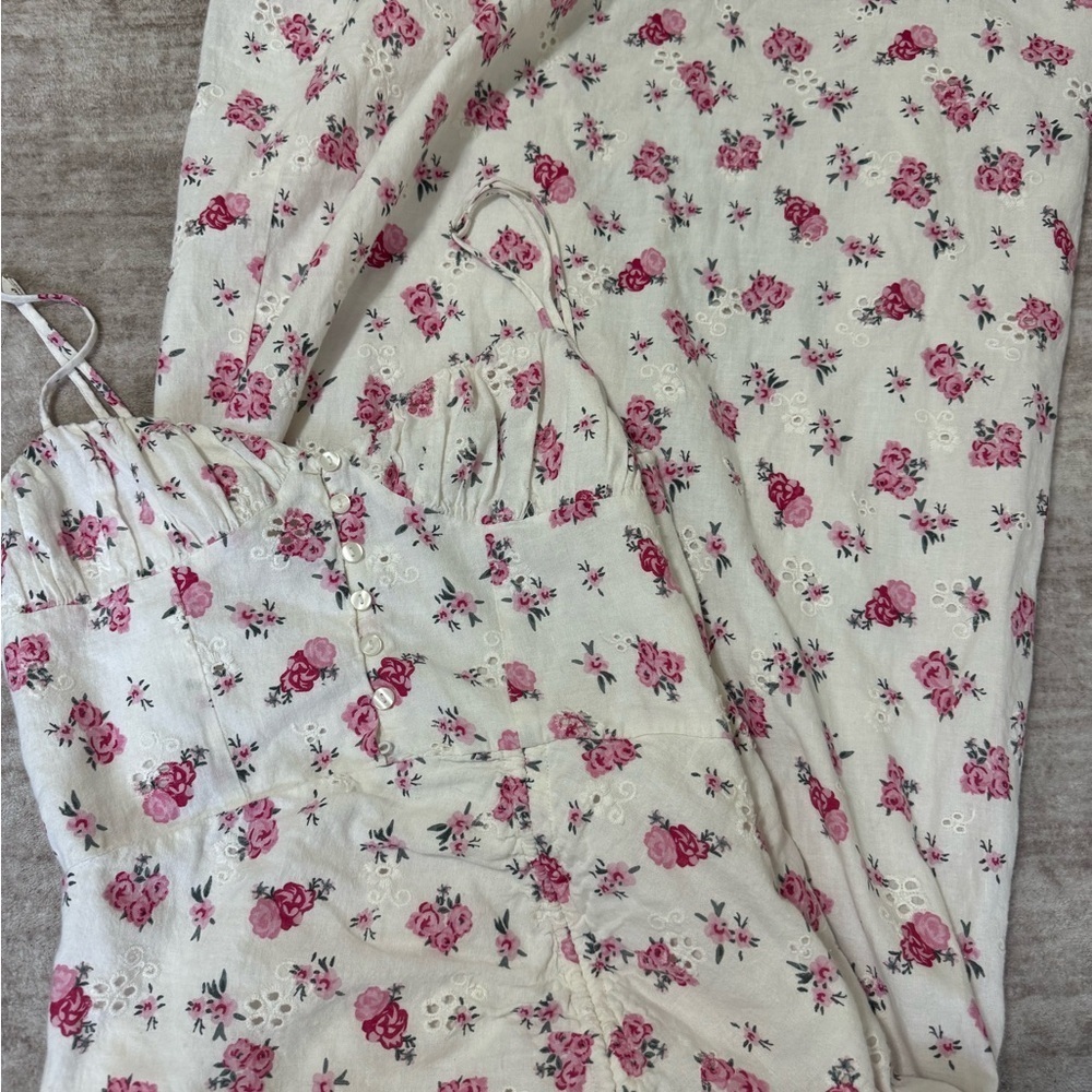 Zara Linen blend floral midi dress size medium - Picture 3 of 4